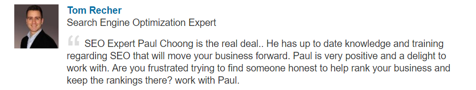 testimonial tom recher